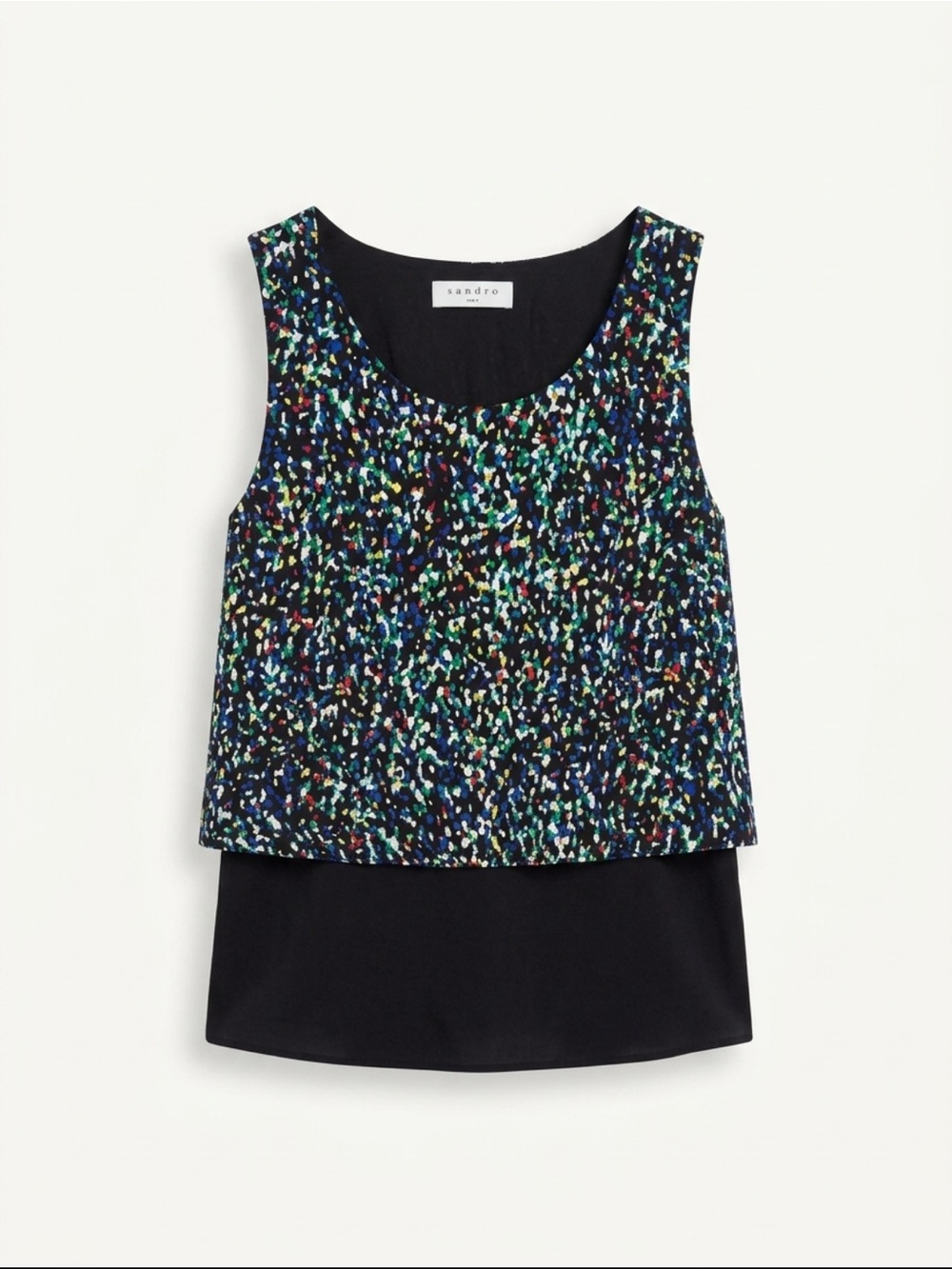 Sandro Black and Multicolor Speckled Tank Top